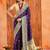 dark purple color velvet tussar silk blend fabric partywear saree with paithani pallu and traditional ghatchola print
