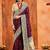 plum color velvet tussar silk blend fabric partywear saree with paithani pallu and traditional ghatchola print