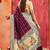 plum color velvet tussar silk blend fabric partywear saree with paithani pallu and traditional ghatchola print