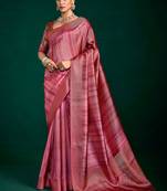 light pink color beautiful tussar silk blend fabric sophisticated woven saree