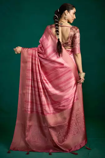 light pink tussar silk blend sophisticated woven saree