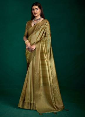 mehandi beautiful tussar silk blend fabric sophisticated woven saree 1