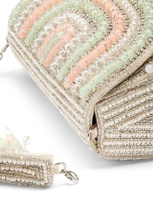 blush & bead silver & pastel multi crystal layered velvet clutch 7
