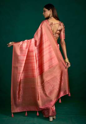 rust tussar silk blend sophisticated woven saree 2