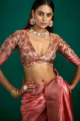 rust tussar silk blend sophisticated woven saree