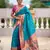 woven meenakari jacquard firozi color paithani silk blend saree
