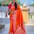 woven meenakari jacquard designer orange color paithani silk blend saree
