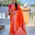 woven meenakari jacquard orange paithani silk blend saree