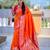 woven meenakari jacquard designer orange color paithani silk blend saree