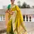woven meenakari jacquard parrot green color paithani silk blend saree