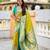 parrot green color paithani silk blend woven meenakari jacquard designer saree