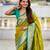 parrot green color paithani silk blend woven meenakari jacquard designer saree