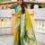parrot green color paithani silk blend woven meenakari jacquard designer saree