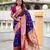 violet color paithani silk blend woven meenakari jacquard saree
