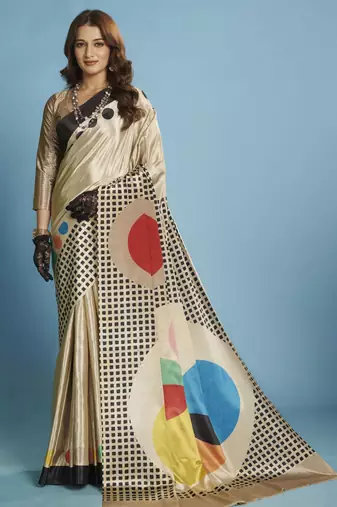 grey color malai crepe art silk fabric beautiful digital printed saree