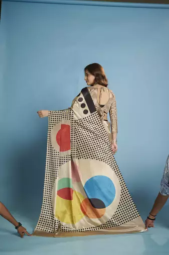 grey malai crepe art silk blend digital printed saree