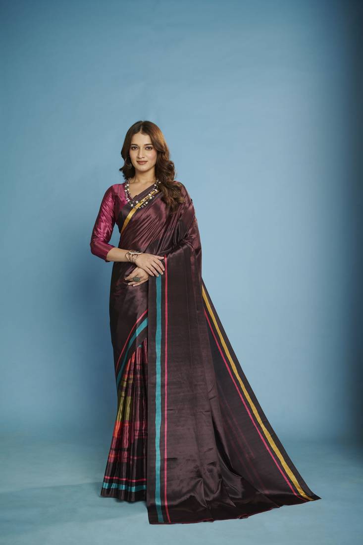 purple color malai crepe art silk fabric beautiful digital printed saree