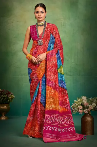 orange color velvet tussar silk blend boutique printed ethnic party saree