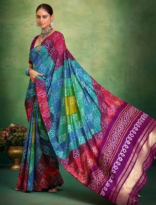 purple velvet tussar silk blend boutique printed ethnic party saree 1