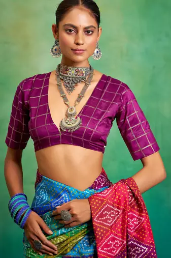 purple velvet tussar silk blend boutique printed ethnic party saree
