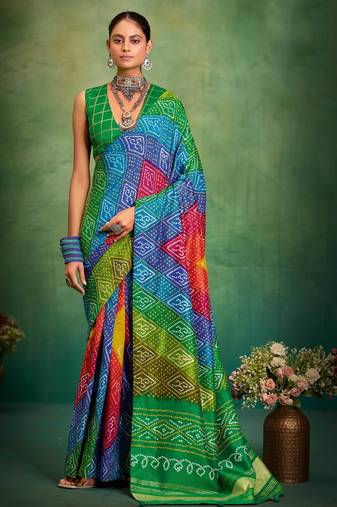 green color velvet tussar silk blend boutique printed ethnic party saree