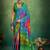 green color velvet tussar silk blend boutique printed ethnic party saree