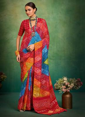 red velvet tussar silk blend boutique printed ethnic party saree 1