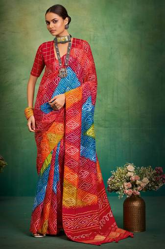 red color velvet tussar silk blend boutique printed ethnic party saree