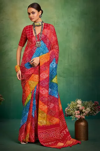 red color velvet tussar silk blend boutique printed ethnic party saree