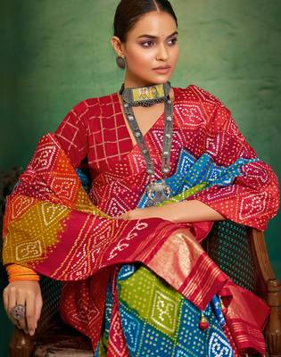 red velvet tussar silk blend boutique printed ethnic party saree 3
