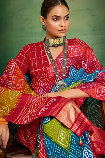 red velvet tussar silk blend boutique printed ethnic party saree