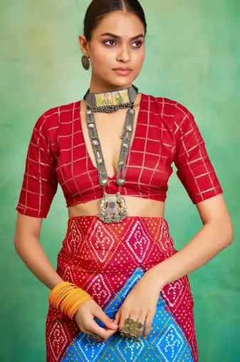 red velvet tussar silk blend boutique printed ethnic party saree