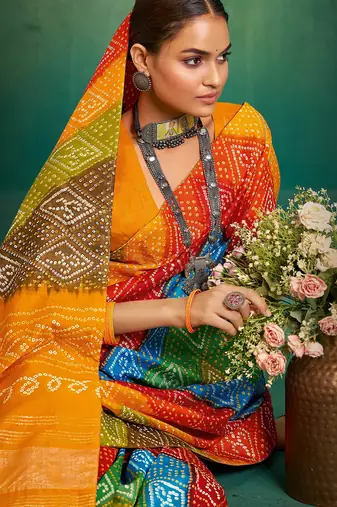 yellow velvet tussar silk blend boutique printed ethnic party saree