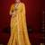 yellow color velvet tussar silk blend beautiful partywear saree