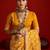 yellow color velvet tussar silk blend beautiful partywear saree