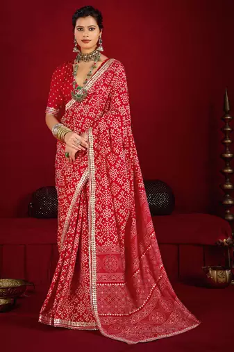 red color velvet tussar silk blend beautiful partywear saree