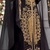 Black Hand-Embroidered Stitched Moroccan Kaftan with Heavy Golden Stone Work & Matching Cape