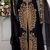 Black Hand-Embroidered Stitched Moroccan Kaftan with Heavy Golden Stone Work & Matching Cape