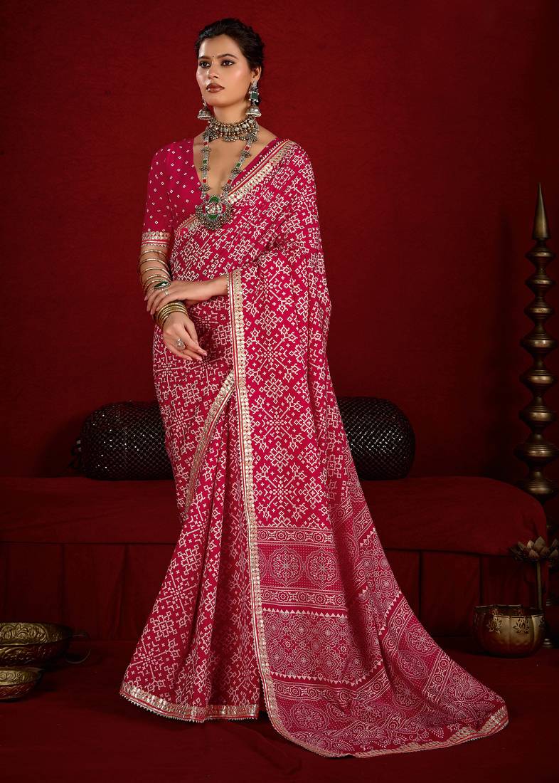 pink color velvet tussar silk blend beautiful partywear saree