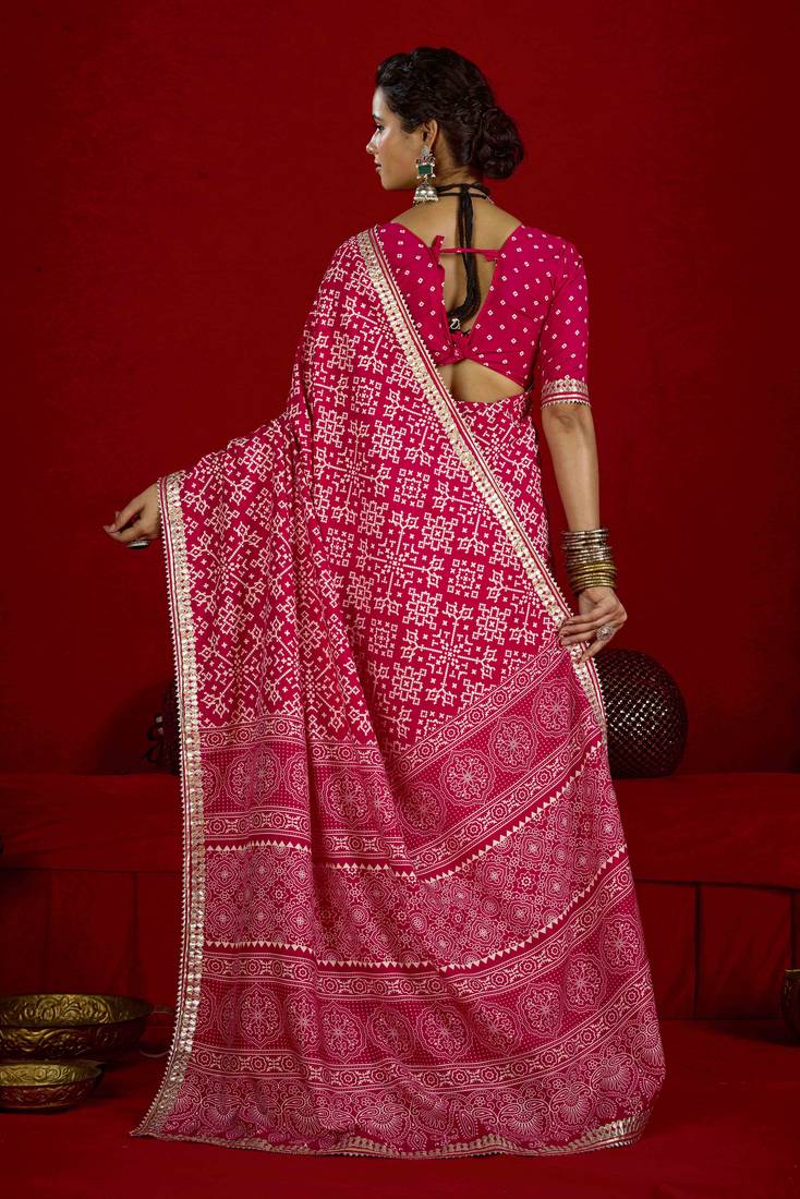 pink color velvet tussar silk blend beautiful partywear saree