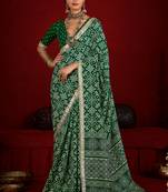 green color velvet tussar silk blend beautiful partywear saree