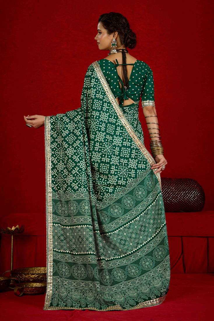 green color velvet tussar silk blend beautiful partywear saree