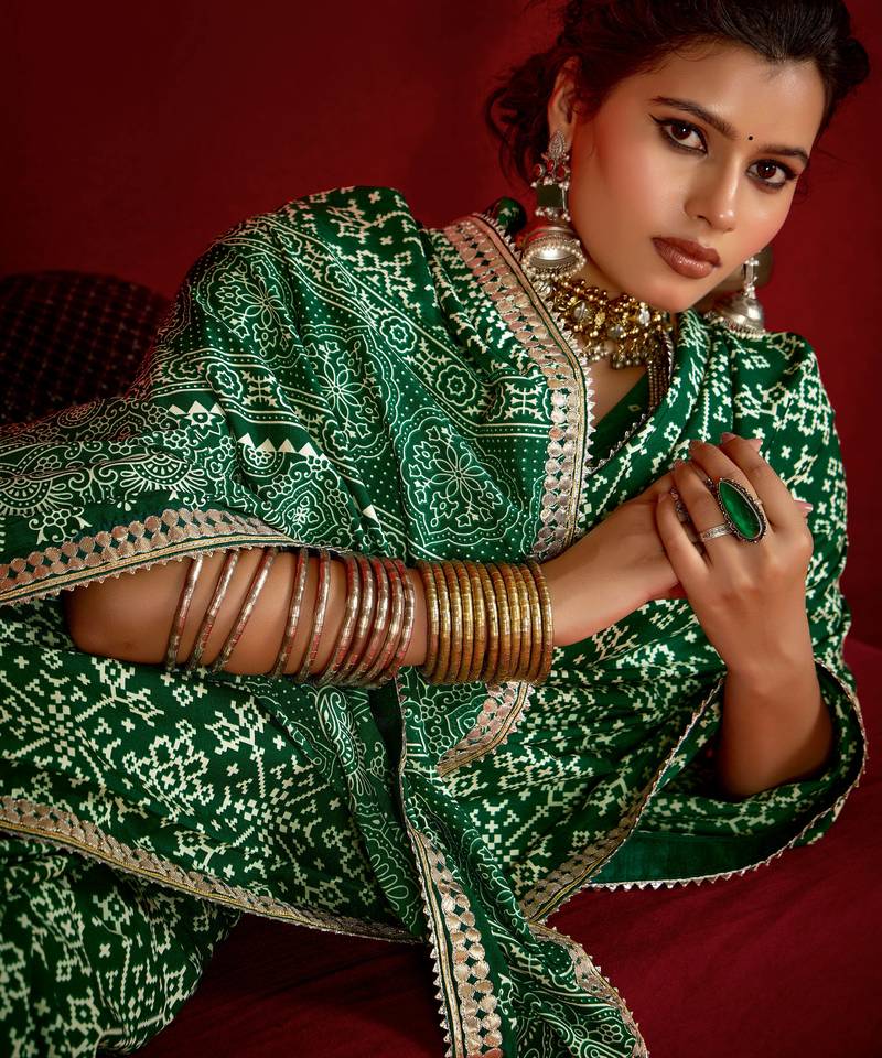 green color velvet tussar silk blend beautiful partywear saree