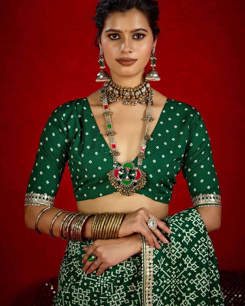 green color velvet tussar silk blend beautiful partywear saree