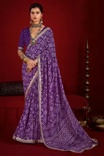 purple color velvet tussar silk blend beautiful partywear saree