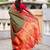 green color paithani silk blend fabric woven meenakari jacquard designer saree