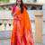 orange color paithani silk blend fabric woven meenakari jacquard designer saree