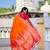 orange color paithani silk blend fabric woven meenakari jacquard designer saree