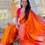 orange color paithani silk blend fabric woven meenakari jacquard designer saree