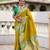 parrot green color paithani silk blend fabric woven meenakari jacquard designer saree